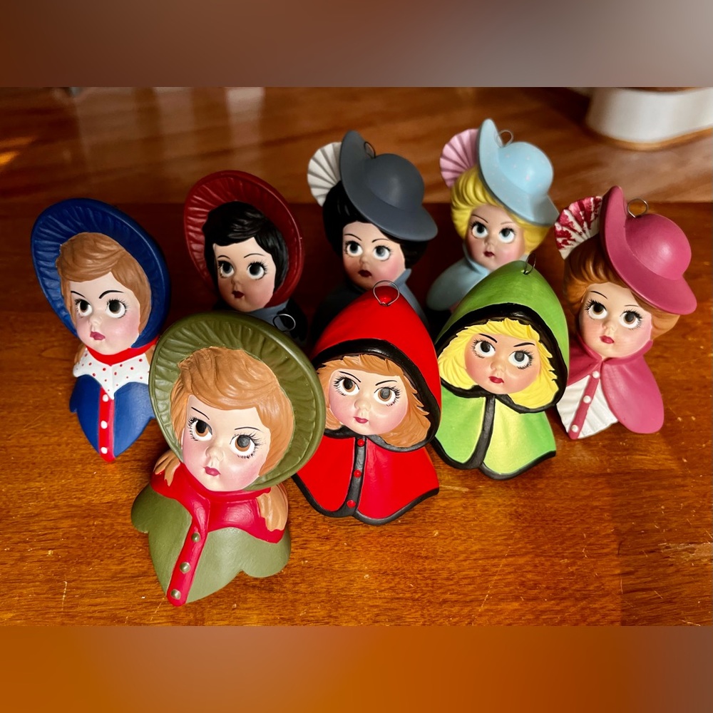 Lot of 8 Vintage Ceramic Victoria Lady Ornaments